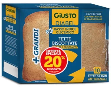 GIUSTO DIABEL FETTE BISCOTTATE 2 PEZZI DA 75 G TAGLIO PREZZO -20% - Farmaspeed