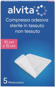 GARZA COMPRESSA ADESIVA ALVITA TNT 10X15CM 5 PEZZI - Farmaspeed