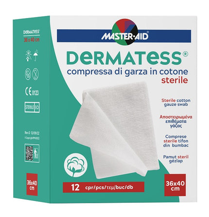 GARZA COMPRESSA MASTER-AID DERMATESS COTONE 36X40CM 12 PEZZI