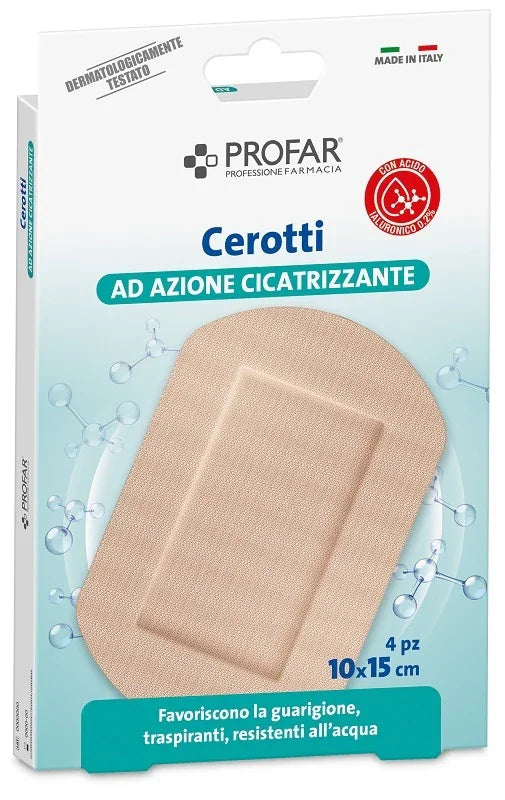 CEROTTO ACIDO IALURONICO AZIONE CICATRIZZANTE PROFAR 10X15 CM 4 PEZZI - Farmaspeed