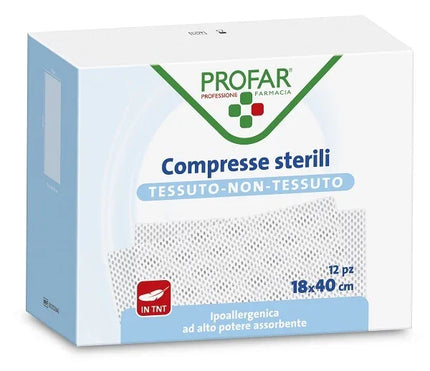 GARZA COMPRESSA TESSUTO NON TESSUTO 18X40 CM 12 PEZZI PROFAR - Farmaspeed