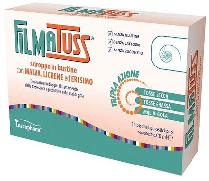 FILMATUSS SCIROPPO 14 BUSTINE LIQUID STICK PACK DA 10 ML - Farmaspeed