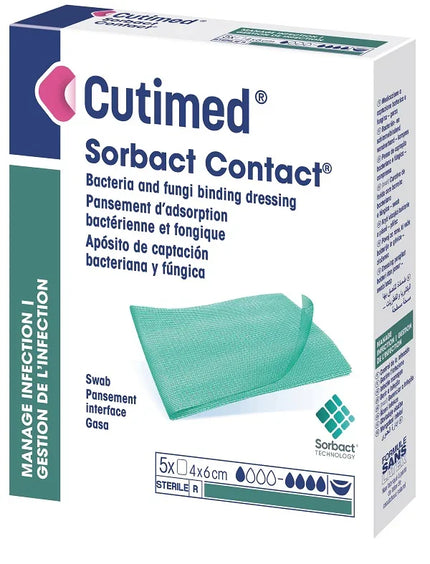 MEDICAZIONE IDROFOBICA CUTIMED SORBACT CONTACT 4X6 CM 5 PEZZI - Farmaspeed