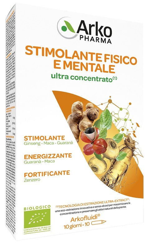 ARKOFLUIDI STIMOLANTE FISICO MENTALE ULTRACONCENTRATO 10 FIALE DA 15 ML