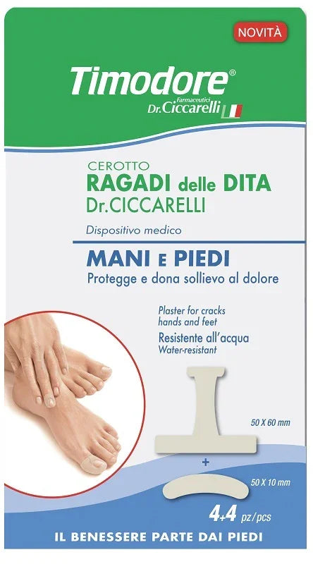 TIMODORE CEROTTO RAGADI DITA MANI E PIEDI 50X60 MM 4 PEZZI + 50X10 MM 4 PEZZI - Farmaspeed