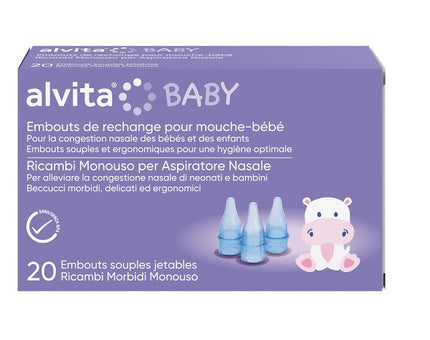 ALVITA RICAMBI MORBIDI MONOUSO ASPIRATORE NASALE 20 PEZZI