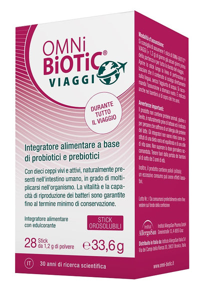 OMNI BIOTIC VIAGGI 28 STICK OROSOLUBILI DA 1,2 G CON EDULCORANTE SENZA GLUTINE SENZA LATTOSIO