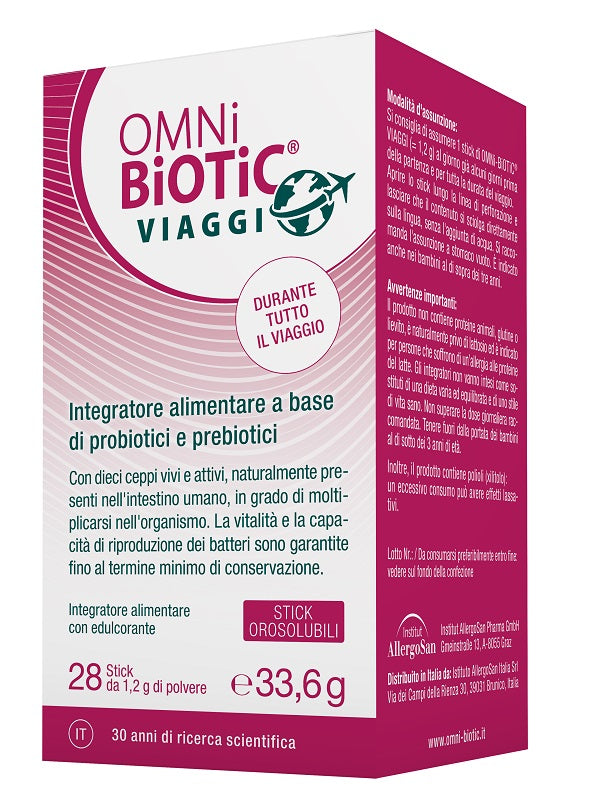 OMNI BIOTIC VIAGGI 28 STICK OROSOLUBILI DA 1,2 G CON EDULCORANTE SENZA GLUTINE SENZA LATTOSIO