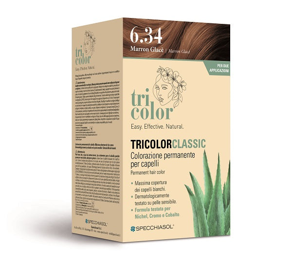 TRICOLOR CLASSIC 6,34 MARRON GLACE' 2 TUBI 50 ML + 2 SHAKER 50 ML + 4 BUSTINE 8 ML