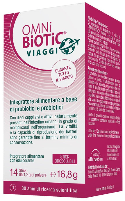 OMNI BIOTIC VIAGGI 14 STICK OROSOLUBILI CON EDULCORANTE SENZA GLUTINE E LATTOSIO