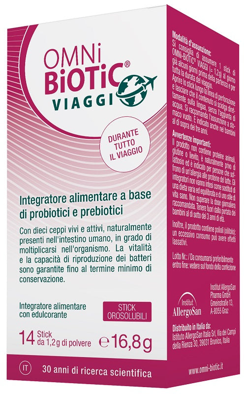 OMNI BIOTIC VIAGGI 14 STICK OROSOLUBILI CON EDULCORANTE SENZA GLUTINE E LATTOSIO
