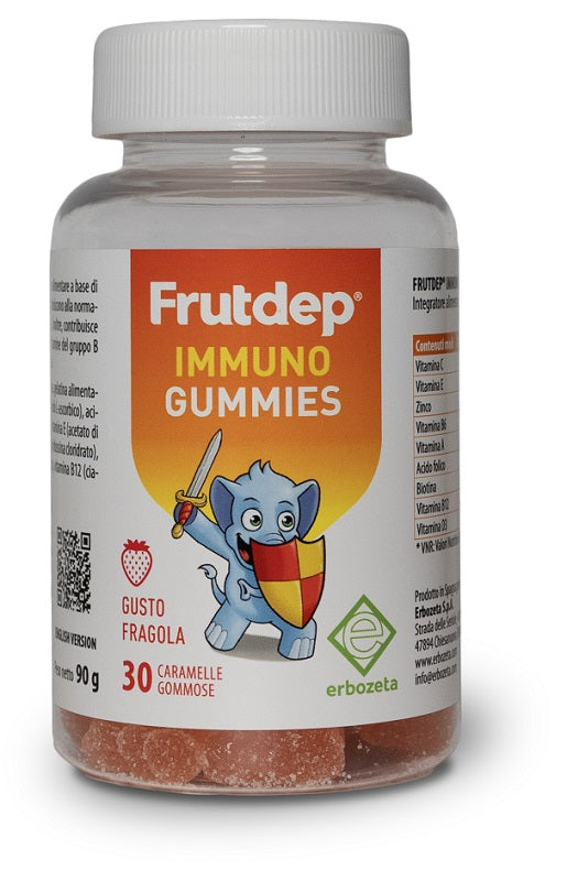 FRUTDEP IMMUNO GUMMIES 30 CARAMELLE GOMMOSE GUSTO FRAGOLA SENZA GLUTINE CON EDULCORANTE