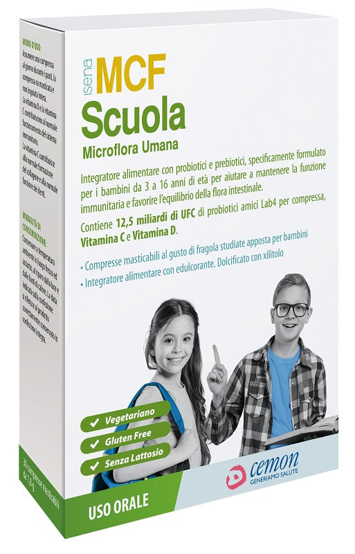 MCF SCUOLA 30 COMPRESSE MASTICABILI CON EDULCORANTE SENZA GLUTINE E LATTOSIO