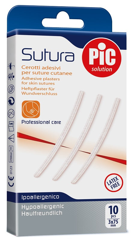 PIC SOLUTION SUTURA CEROTTI SUTURE CUTANEE 3X75 MM 10 PEZZI