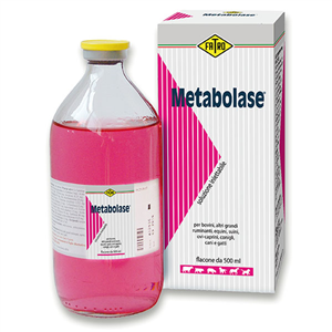 Metabolase*soluz 1 vial iv sc en 500 ml large cattle ruminants equines pigs sheep goats rabbits dogs cats