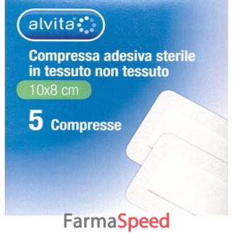 garza compressa adesiva sterile alvita in tessuto non tessuto estensibile bianco 10x8cm