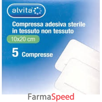 garza compressa adesiva sterile alvita in tessuto non tessuto estensibile bianco 10x20cm