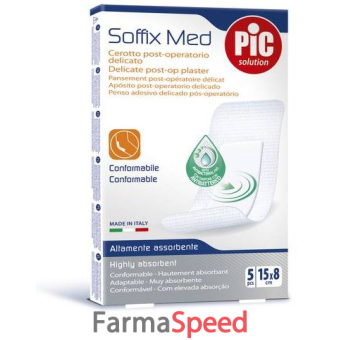 cerotto pic soffix med in tnt con tampone centrale assorbente sterile monouso 15x8 cm 5 pezzi