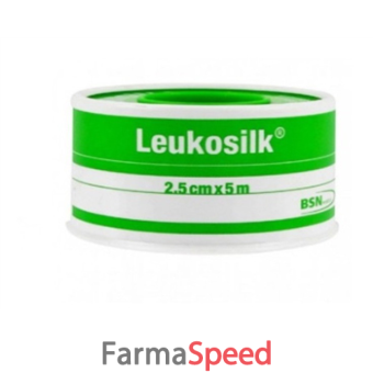 cerotto adesivo ipoallergenico per fissaggio medicazioni leukosilk supporto acetato di cellulosa bianco adesivo poliacrilico senza resine e gomme naturali 2,5x500cm mutuabile