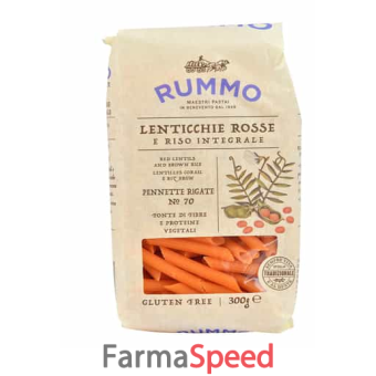 rummo pennette rigate n 70 lenticchie rosse e riso integrale 300 g