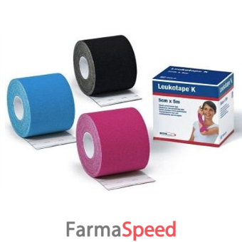 benda adesiva leukotape k per taping fisioterapico larghezza 5 cm lunghezza 5 m colore azzurro in rotolo