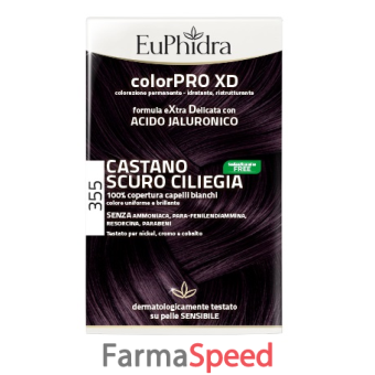 euphidra colorpro xd 355 castano scuro ciliegia gel colorante capelli in flacone + attivante + balsamo + guanti