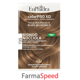 euphidra colorpro xd 735 biondo nocciola gel colorante capelli in flacone + attivante + balsamo + guanti