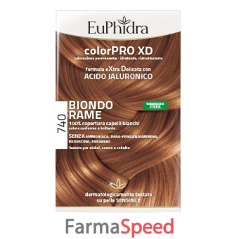 euphidra colorpro xd 740 biondo rame gel colorante capelli in flacone + attivante + balsamo + guanti