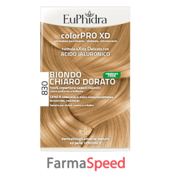 euphidra colorpro xd 830 biondo chiaro dorato gel colorante capelli in flacone + attivante + balsamo + guanti