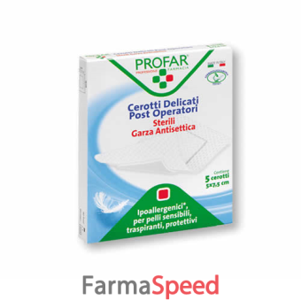 cerotto profar post operatorio sterile con garza antiaderente 5x7,5cm 5 pezzi