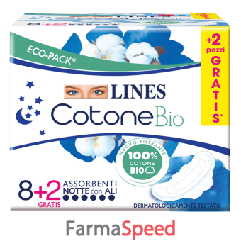 lines cotone bio ultra notte 8+2 pezzi