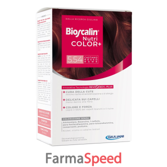 bioscalin nutricolor plus 5,54 castano rosso rame crema colorante 40 ml + rivelatore crema 60 ml + shampoo 12 ml + trattamento finale balsamo 12 ml