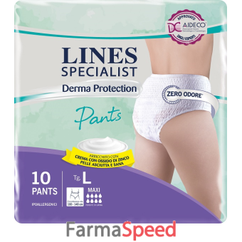 pannolone per incontinenza lines specialist derma pants maxi l 10 pezzi