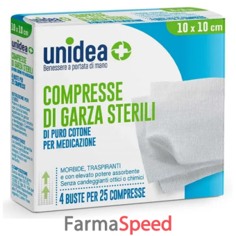 garza compressa unidea cotone 10 x 10 cm 100 pezzi