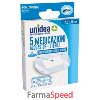 medicazione unidea 7,5x 5 cm sterile impermeabile 5 pezzi