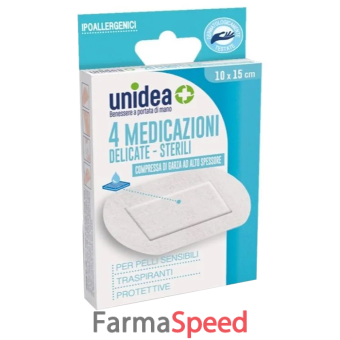 medicazione sterile unidea tessuto non tessuto 10 x 25 cm 4 pezzi