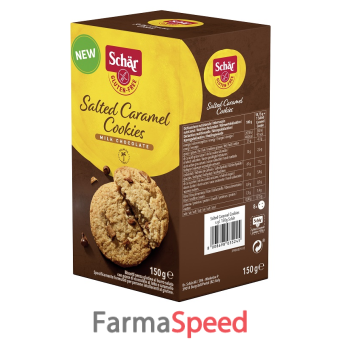 schar salted caramel cookies con gocce di cioccolato al latte e caramello 150 g