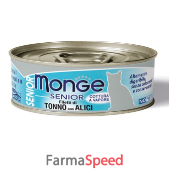 monge natural quality gatto monge jelly filetti di tonno/acciughine senior 80 g