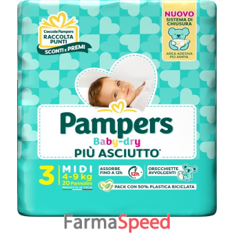 pampers baby dry pannolino midi 20 pezzi