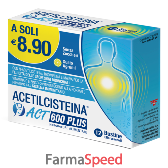 acetilcisteina act 600 plus 12 bustine effervescenti agrumi