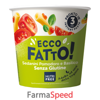 nutrifree ecco fatto sedanini pomodoro e basilico 70 g