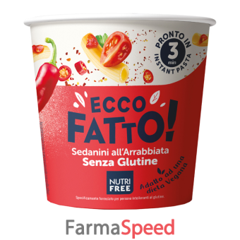 nutrifree ecco fatto sedanini all'arrabbiata 70 g