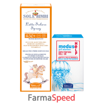 sole bimbi latte solare spray spf50+ 100 ml + meduse help gel marino dopo puntura roll on 25 ml