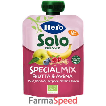 hero solo pouch banana lampone mirtillo avena 100 g