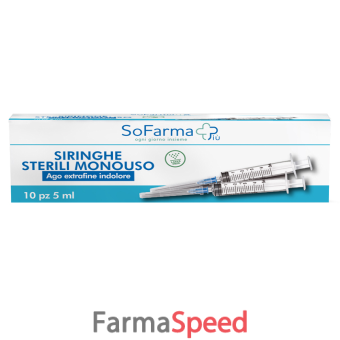 siringa sterile 5mm gauge 23 sofarmapiu' 10 pezzi