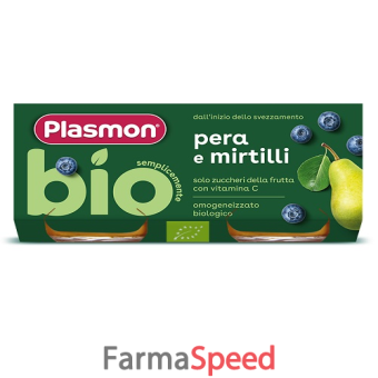 plasmon omogeneizzato bio pera mirtilli 2 vasetti x 80 g