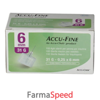 ago per penna da insulina accu-fine pen needle accu-chek gauge 31 x 6mm 100 pezzi