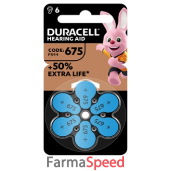 duracell easy tab 675 blu batteria per apparecchio acustico 6 pezzi