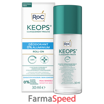 roc keops deodorant roll on 0% aluminium 30 ml