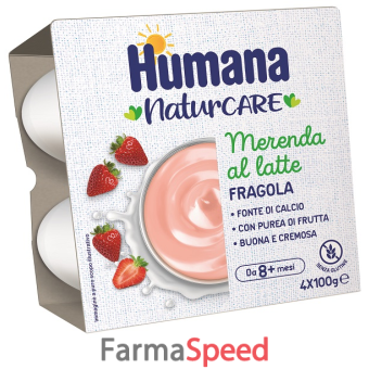 humana merenda latte fragola 4 pezzi da 100 g